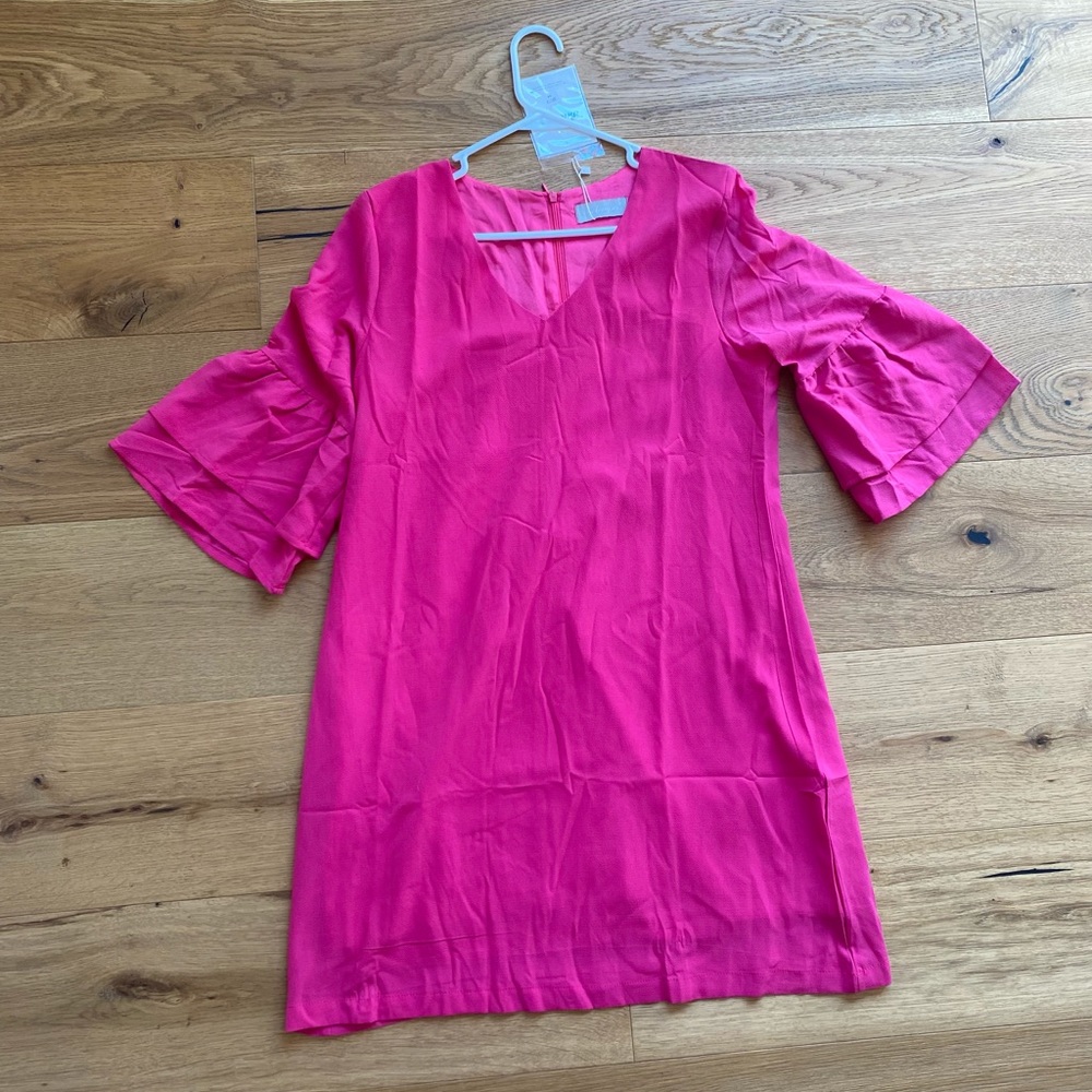 Pink bell sleeve dress